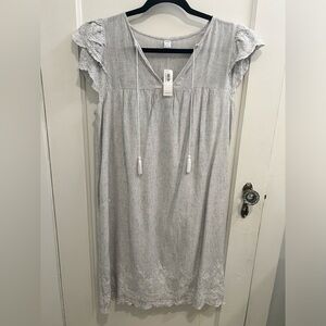 Old Navy linen stripe embroidered dress
